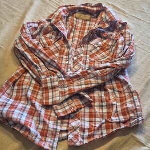 Wrangler Retro Orange and White Plaid Shirt